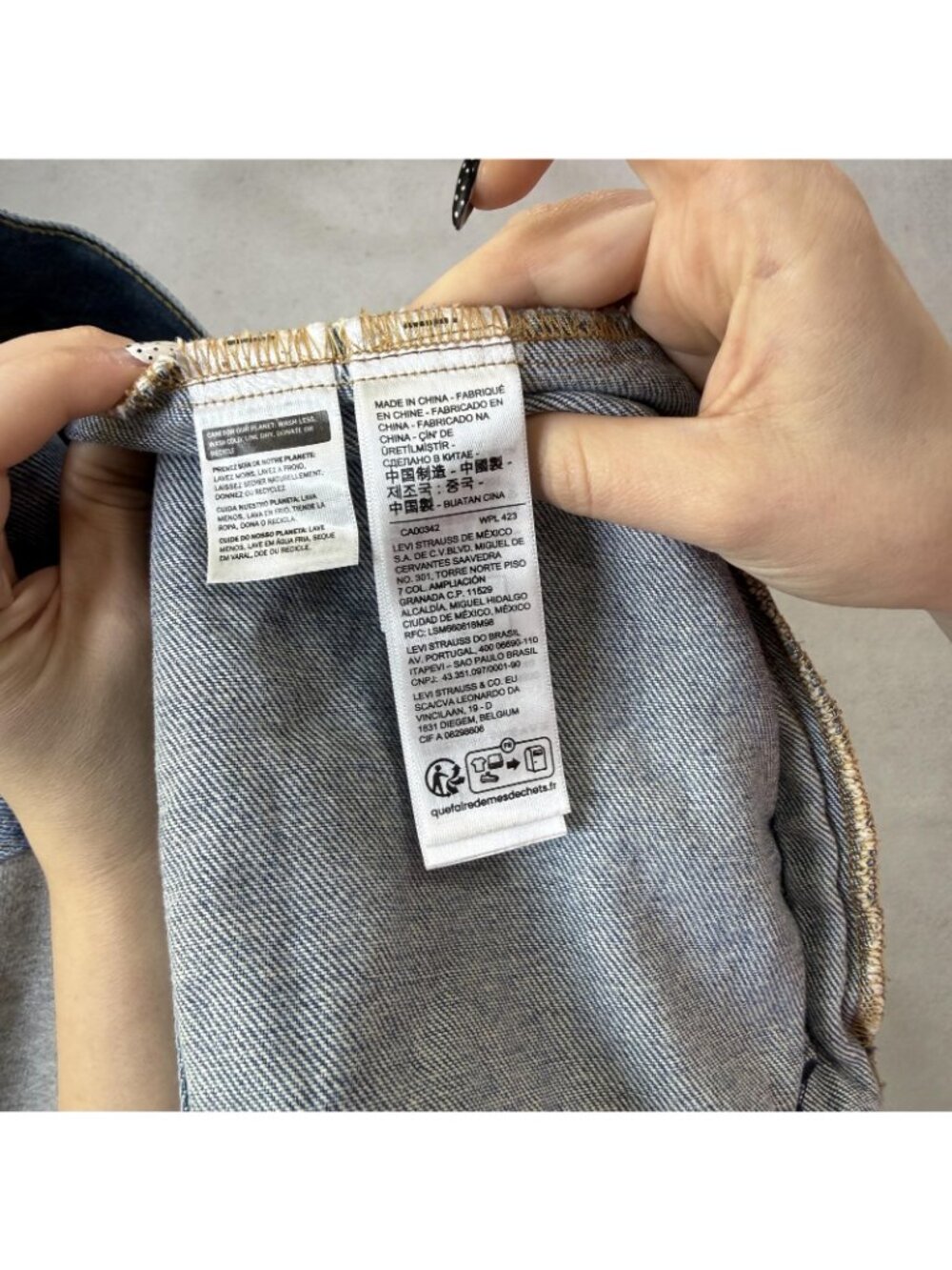 Levi's Jacket Mens 2XL Blue Denim Hooded Varsity Gray Sleeves Lined Fleece - Picture 9 of 12